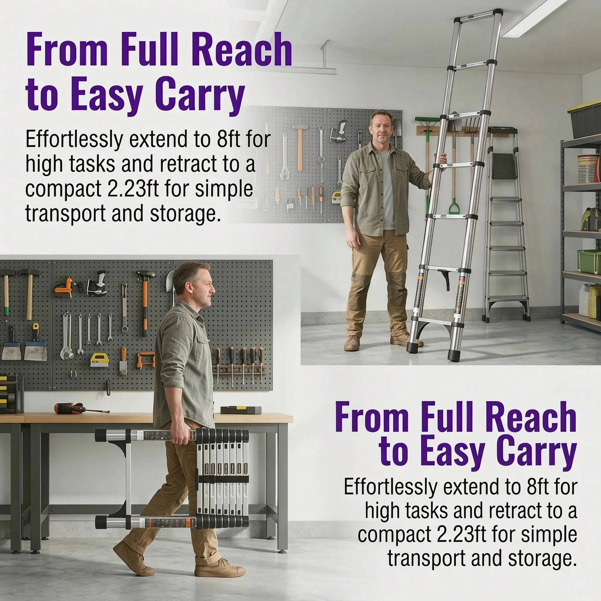 10.5FT Telescoping Ladder,Quick Folding Aluminum Extension Ladder – Matdlct