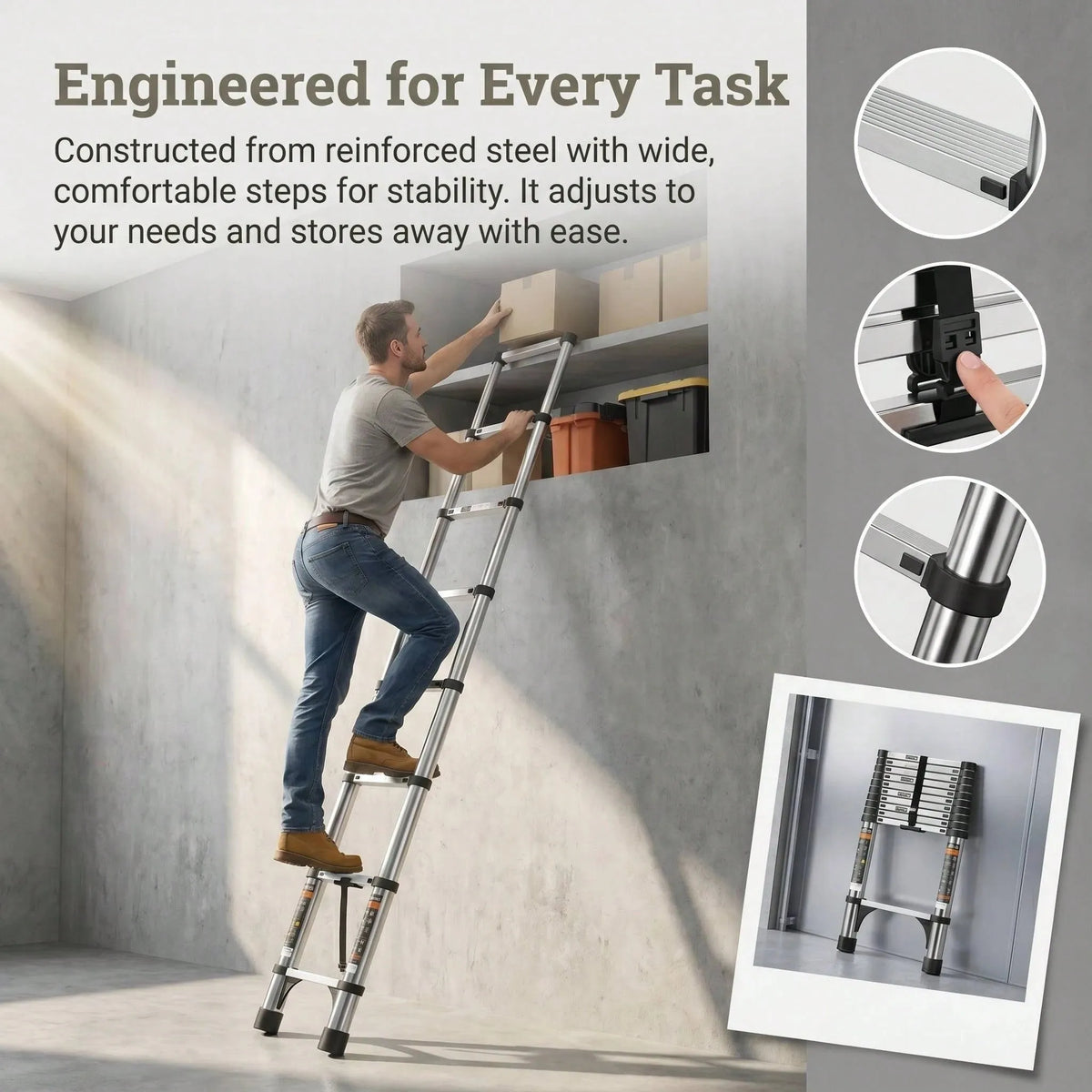 10.5FT Telescoping Ladder,Quick Folding Aluminum Extension Ladder – Matdlct