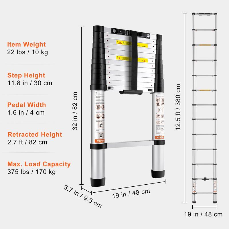 10.5FT Telescoping Ladder,Quick Folding Aluminum Extension Ladder – Matdlct