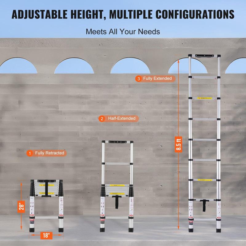 10.5FT Telescoping Ladder,Quick Folding Aluminum Extension Ladder – Matdlct